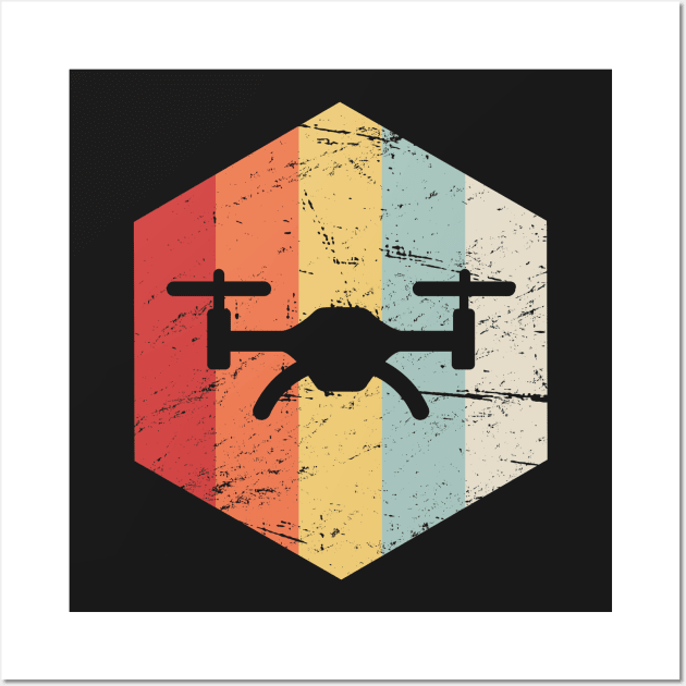 Retro Vintage Drone Quadcopter Icon Wall Art by MeatMan